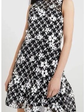 Michael Kors Black and White Floral Lace Top